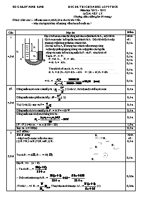 Đáp án đề thi chọn học sinh giỏi môn Vật lý Lớp 9 - Năm học 2012-2013 - Sở giáo dục và đào tạo Ninh Bình